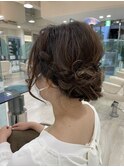 結婚式パーティー編み込みローアップ