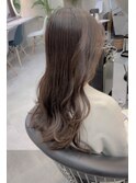 【白玉カラー】韓国ミディアムヘア、オリーブグレージュ