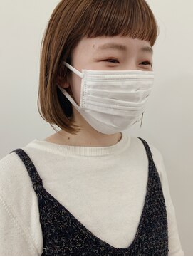 キー(kii) ボブヘア オン眉 オレンジカラー 福岡 天神 今泉 薬院