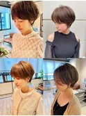 大人可愛い20代30代40代黒髪前下がりショートボブ丸みショート◎