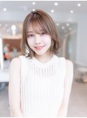 大人かわいい前髪セシルカットココアブラウンフリンジウェーブ