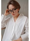 大人ショートヘアハンサムベージュダブルカラー20代30代40代