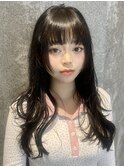 姫カットレイヤーロングミディアムハッシュカット外国人黒髪韓国