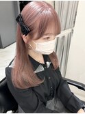 【LANTERDIT】顔周りカット ピンクベージュ 前髪 ぱっつん/Risa