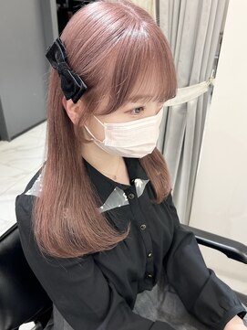 ランテルディ 渋谷(LANTERDIT) 【LANTERDIT】顔周りカット ピンクベージュ 前髪 ぱっつん/Risa