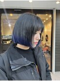 裾カラー/ブルー/津田沼/韓国ボブ/ケアブリーチ/似合わせカット