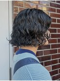 ▽ ドライパーマダークブルー顔周りカットハッシュカットボブ
