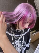 イエナ 渋谷(IENA)&nbsp;暖色ハイライトひし形レイヤーボブデザインサイドポニーテール