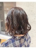 ボブ×コテ巻きパーマ