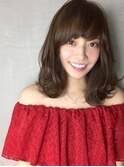 デザインカラー/シルキーベージュ/グレージュカラー/斜めバング