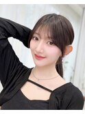 小顔韓国風ポニーテール×似合わせシースルーバング10代20代30代