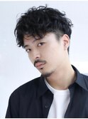 ツイストパーマ七三オールバックマッシュウルフスリークショート