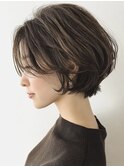 ココアベージュ/黒髪/小顔/ショートボブ/レイヤー/松戸