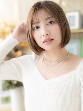 カバーヘア ブリス 志木南口駅前店(COVER HAIR bliss) シースルーバングダークブラウン小顔ミニボブc7志木20代30代40代