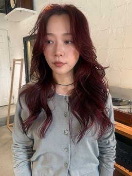 パーク(PARK) ロングレイヤー韓国レッドブラウン