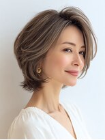 ハーツ 青山表参道店(Heart's)&nbsp;白髪ぼかし脱白髪染め似合わせショートボブ40代50代60代
