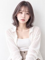 ソルナ 西宮(SOLUNA) 暗めラベンダーベージュの大人かわいいボブ