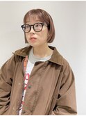 オレンジベージュ×パツボブ