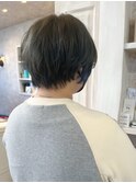 福山市美容室Caary人気 ネイビー青みブルージュスッキリショート