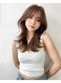 韓国風ヘア　くびれロング×シースルーバング×顔まわりレイヤー