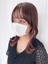 アルバム 池袋(ALBUM) 顔まわりインナーピンク_外ハネボブセクションカラー_ba410101