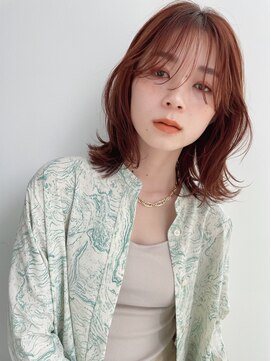 アンガーデン(Une GARDEN) オレンジベージュ×抜け感ロブ/ボブ/ケアブリーチ/ダブルカラー