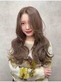 黒髪クラゲヘアーオリーブグレー小顔ココアベージュ