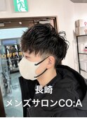 シャドウパーマ　メンズシースルーマッシュニュアンスパーマ韓国