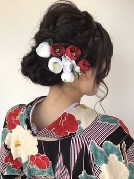 ヘアーズクリエーション ザップ太田店(HAIR'S CREATION)の写真/《結婚式やパーティーに》着崩れ知らずで苦しくない着付けが大好評！特別な1日のヘアセットお任せ下さい☆