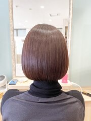 髪質改善ボブ/30代40代/カカオブラウン/ツヤカラー/美髪