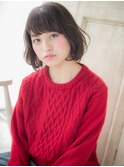 *mod's姪浜*…グレイアッシュ大人可愛いくせ毛風小顔ミニボブf
