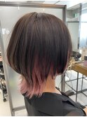 ショートウルフ×ペールピンク×アッシュブラウン
