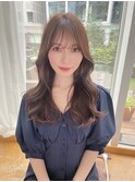 韓国ヘアくびれロングレイヤー小顔顔周りカット赤味消しカラー