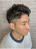 ツーブロック無造作パーマショート