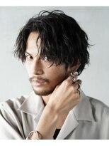 センターパートウルフ毛流れニュアンスパーマフェザーパーマ