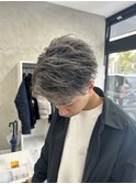 メンズショート/ホワイトメッシュ/フェザーパーマ