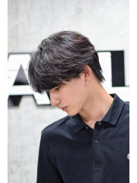 オルズ 渋谷(ALLZ) 黒髪毛流れパーマシースルーバングシースルーマッシュ韓国ヘア