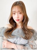 くびれヘアアプリコットオレンジ夏ヘアハイライトカラー