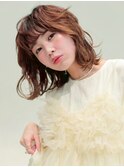 オレンジブラウン×外ハネウェーブ