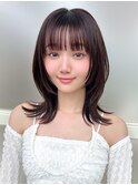 レイヤーカットロング韓国くびれヘアシースルーぱっつん前髪