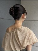 結婚式ヘアセット参列ヘアセットタイトアレンジリボンアレンジ