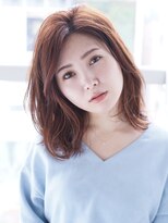 エアー 福岡(AIR)&nbsp;大人かわいいモーブカラーミディ　耳かけ流しバング