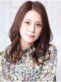 大人可愛い小顔美髪ツヤ髪大人ガーリーココアベージュ秋冬A8