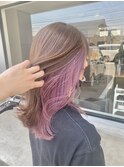 20代30代大人可愛い透明感インナカラーラベンダーピンク