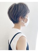 大人可愛い前髪ありのひし形マッシュショートパーマ30代40代
