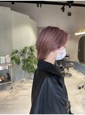 ウルフカット×ホワイトピンク