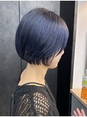 【GEEKS渋谷】ショートボブ/ネイビーブルー/ブリーチ/夏カラー