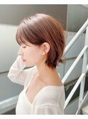 大人かわいい丸みボブ　ひし形　小顔見せ　40代50代