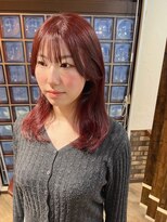 シュリット(schritt)&nbsp;チェリーピンクカラーレイヤーカット顔周りカット渋谷エジリ