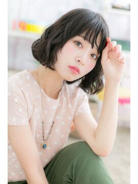 ミック ヘアアンドメイク アップ 駒込店(miq Hair&Make up) 黒髪ニュアンスカラーのAラインボブで☆大人ガーリー
